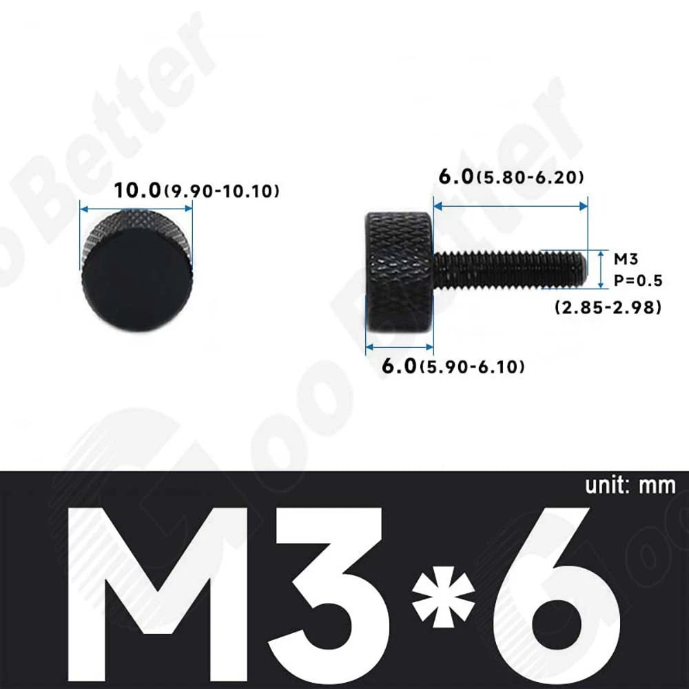 M3 M4 Knurled Thumb Screws – Aluminum Alloy Flat Head Hand Knob Bolts