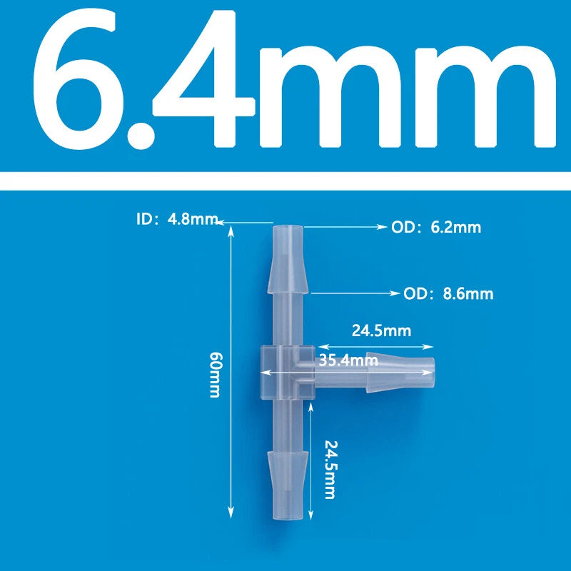 T-Type Three Way Plastic Barbed Hose Connector — Equal Tube Joiner Fitting