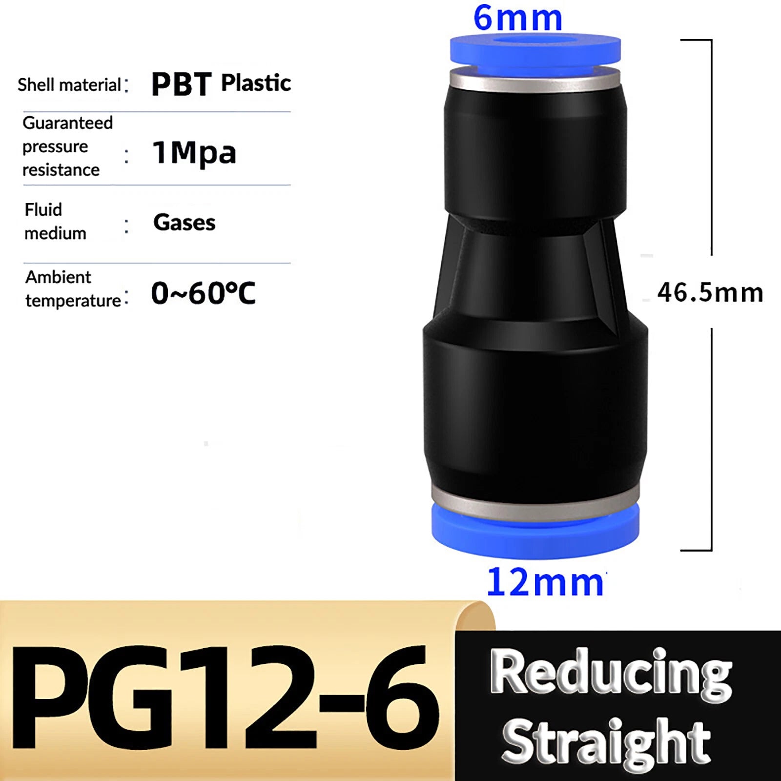 Nylon Pneumatic Reducer Push-Fit Connector — PG Air Line Fitting
