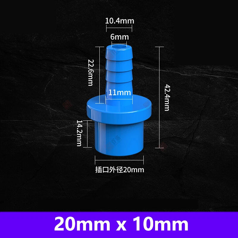5mm to 63mm Hose Nozzle PVC Plastic Pipe Fittings Barb Connectors Sleeve Blue