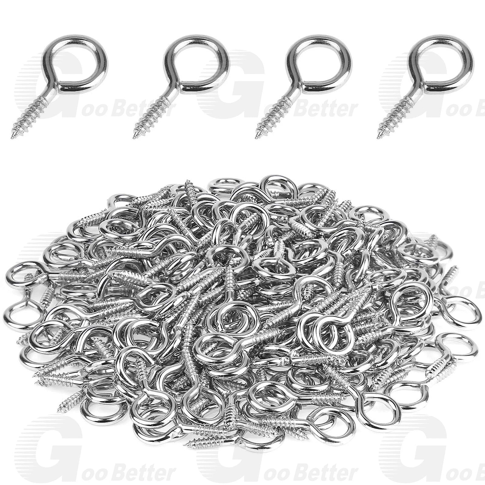 120Pcs Screw Eyes Nickel Plated Metal Eye Shape Screw Self Tapping Screws #2~#14