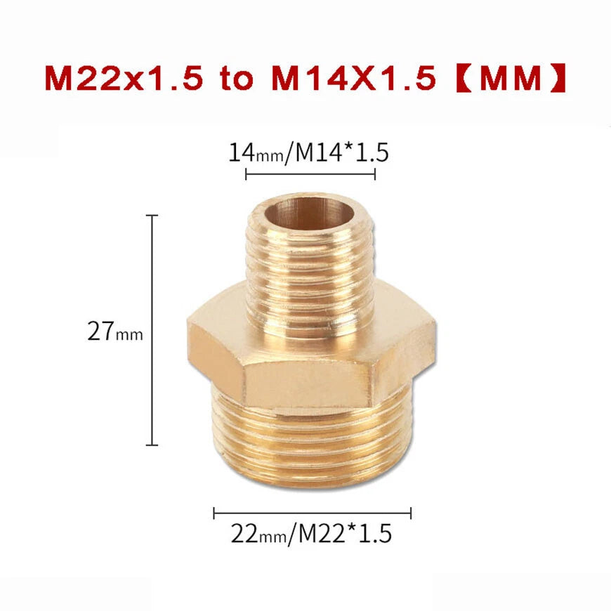 M22x1.5 Brass Hex Nipple Pipe Adapter — FM / MM / FF & Reducer Fittings