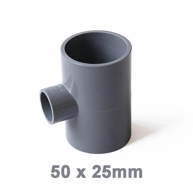 PVC Reducing Tee Pipe & Fittings Solvent Weld Pressure Adapter Connector Grey