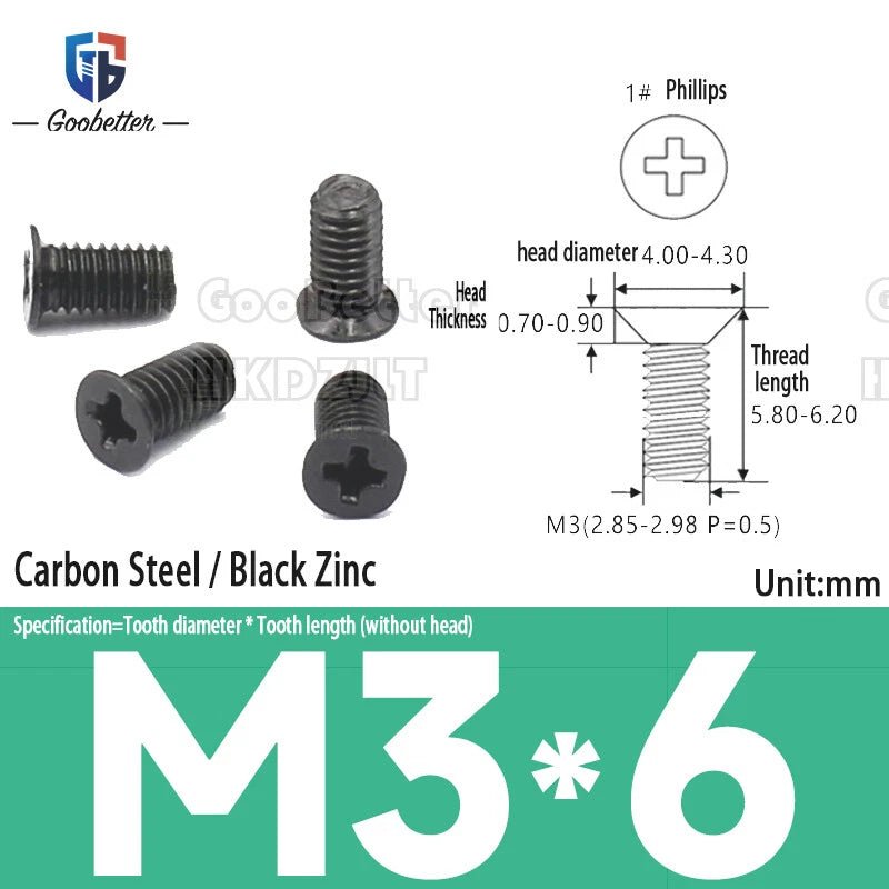 M3 Phillips Flat Head Machine Screws – Carbon Steel Countersunk Bolts, 3 mm to 15 mm - HomeDIYer