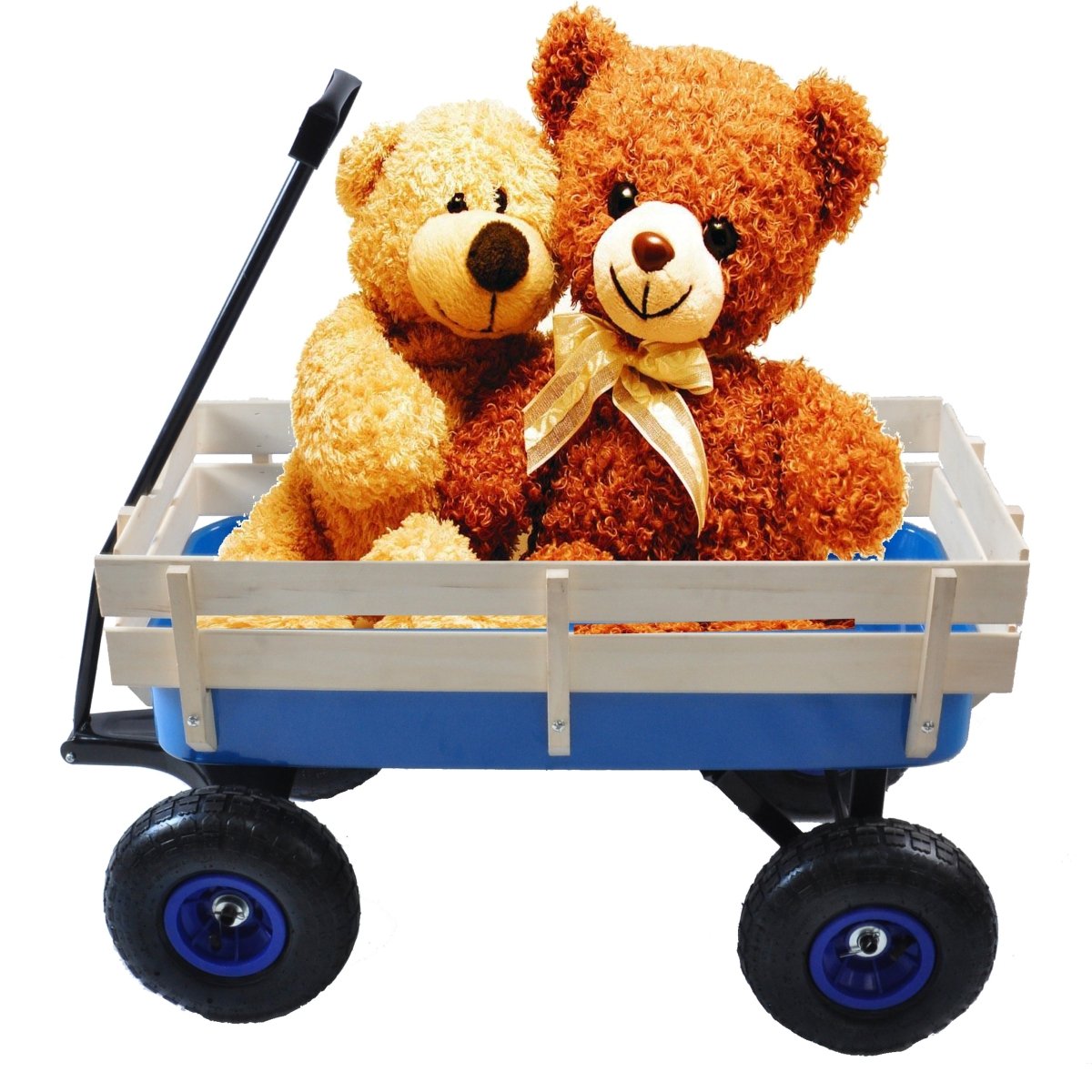 Outdoor Wagon All Terrain Pulling Wood Railing Air Tires Garden Cart - HomeDIYer