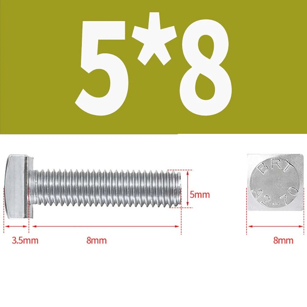 M4 M5 M6 M8 Square Head Bolts Full Thread 304 Stainless Steel — 12 to 80mm - HomeDIYer