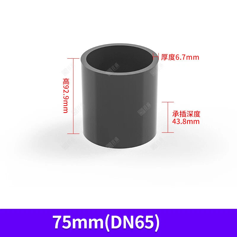 UPVC PVC Pipe Fittings Tee Straight Elbow Plumbing Couping ID 63-110mm Dark Grey