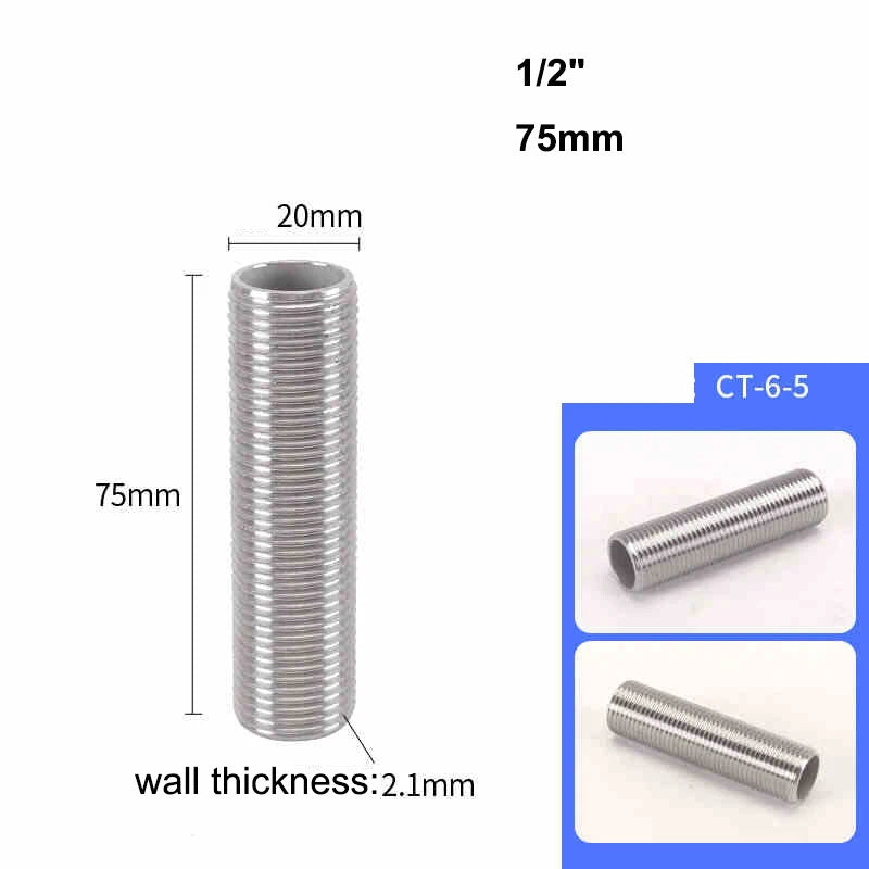 Male Thread Stud Rod A2 Stainless Steel Connector Pipe Fitting — 1/4" to 2"