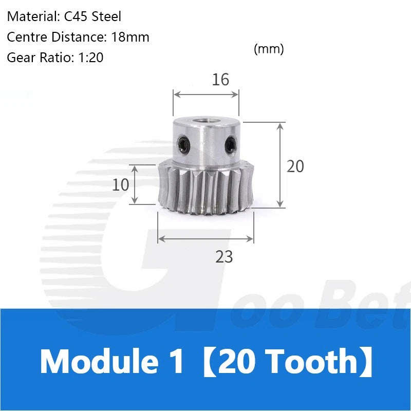 Module 1 Metal Worm Gear Wheel Worm Shaft 15/20/25/30/35/40/50/60 Teeth 45 Steel