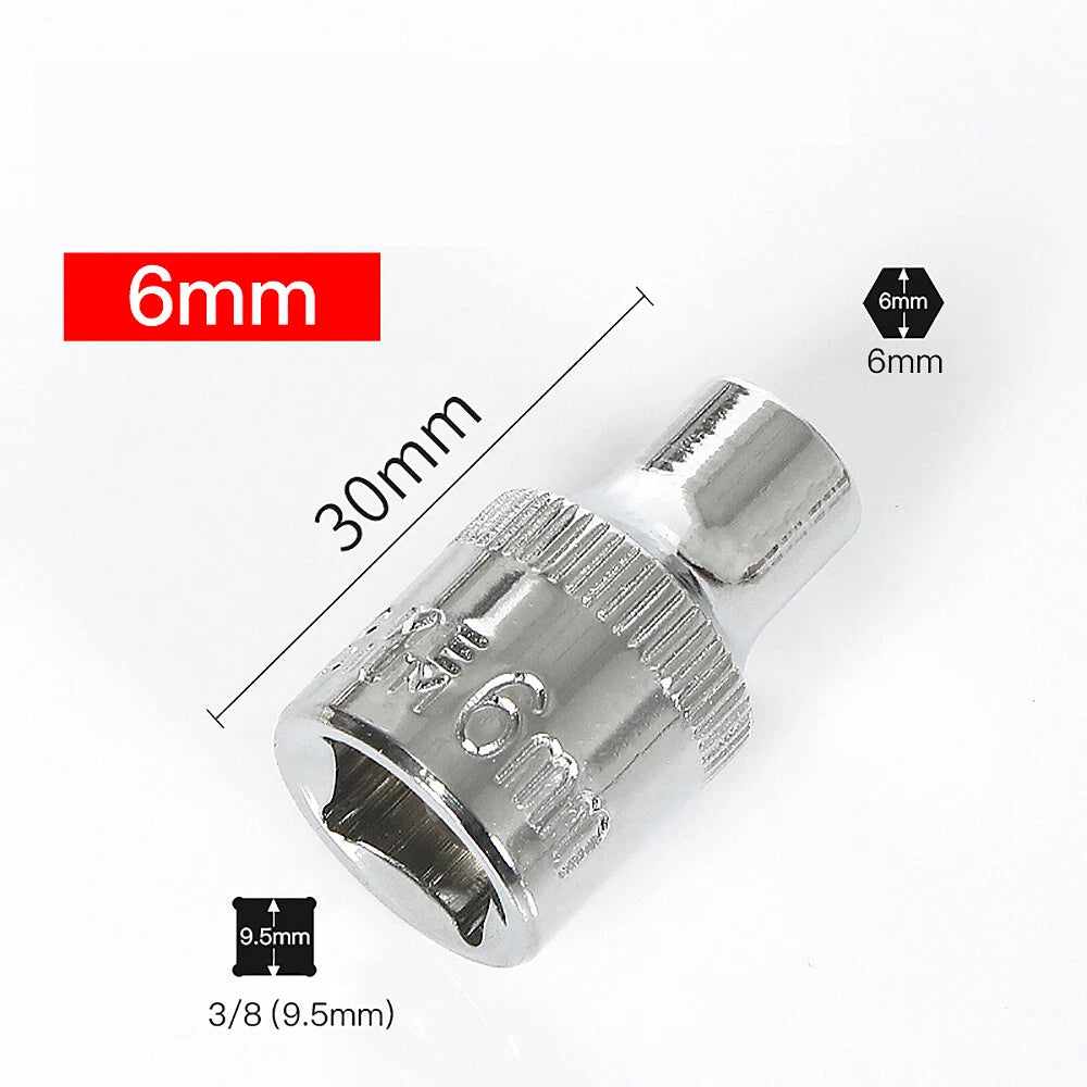 3/8" 6mm-24mm Hex Socket Drive Screwdriver Drill Set Ratchet Wrench Adapter Rod