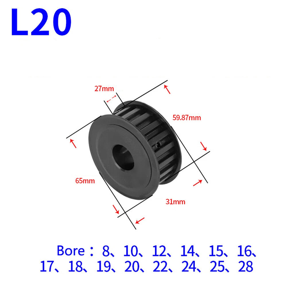 L-type 10T-30T Timing Belt Pulley Pitch 9.525mm With Keyway 45# Steel Width 27mm