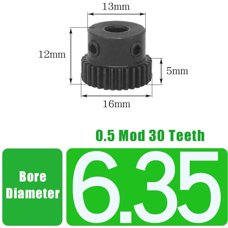 0.5 Mod 30 Teeth Spur Gear Transmission Gear With Step Motor Gears 45# Steel