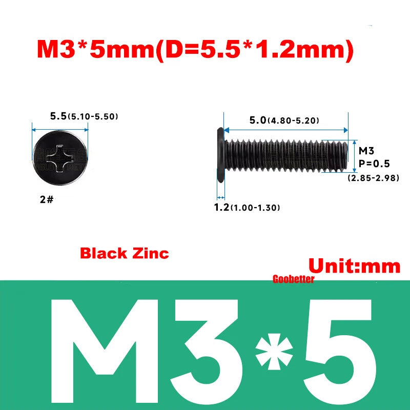 M3 Ultra Thin Wafer Flat Head Phillips Screws – Super Low Profile for Laptops & Electronics (3–6.5mm Thread Lengths)