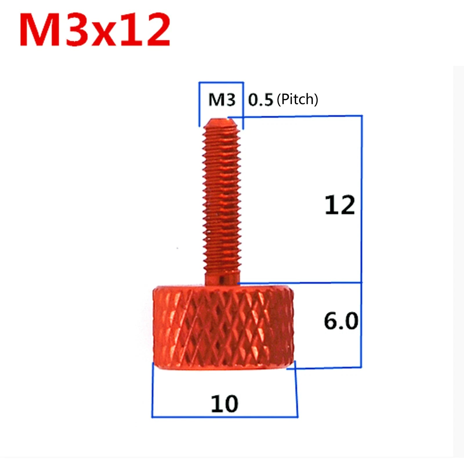 M3 Knurled Thumb Screws – Aluminum Alloy, Anodized Colors, M3×5mm to M3×50mm