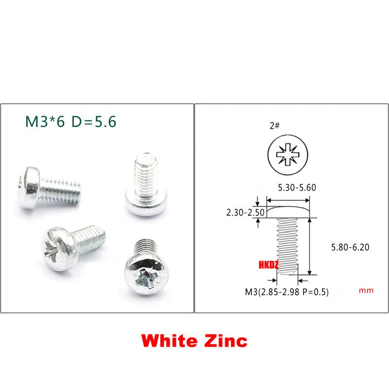 M3 Phillips Umbrella Round Head Machine Screws – Carbon Steel / 304 Stainless, 4–10mm, Multi Finishes