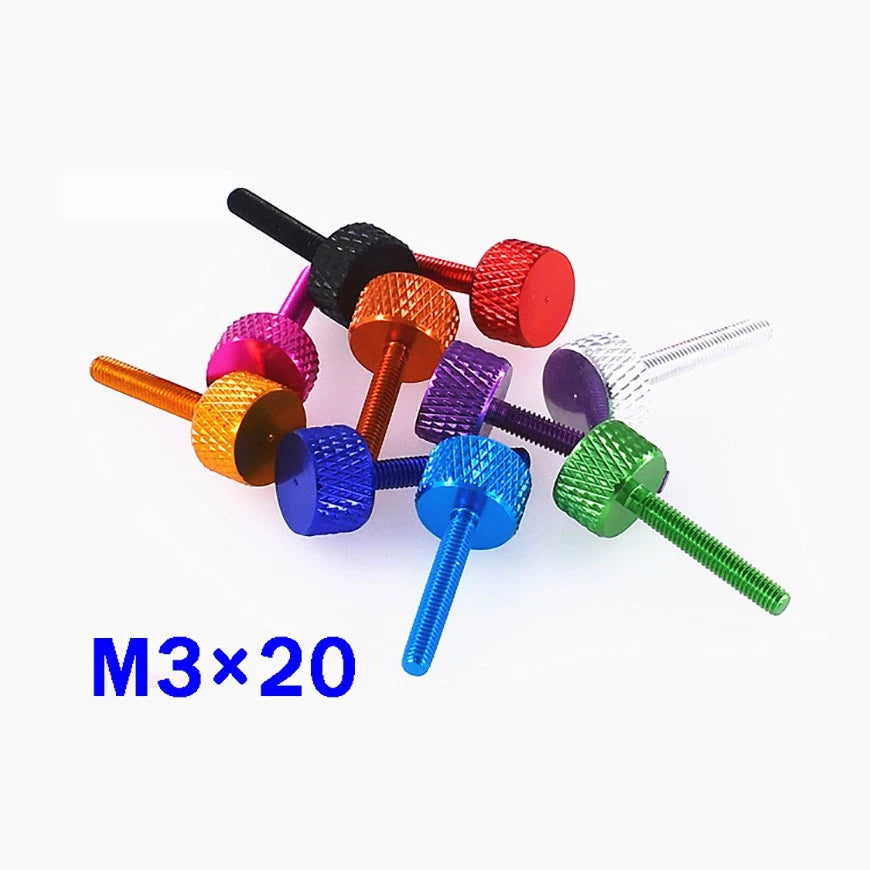 M3*5/6/8/12/20/25/35/40/50mm Aluminum Alloy Bolts Knurled Flat Head Thumb Screws