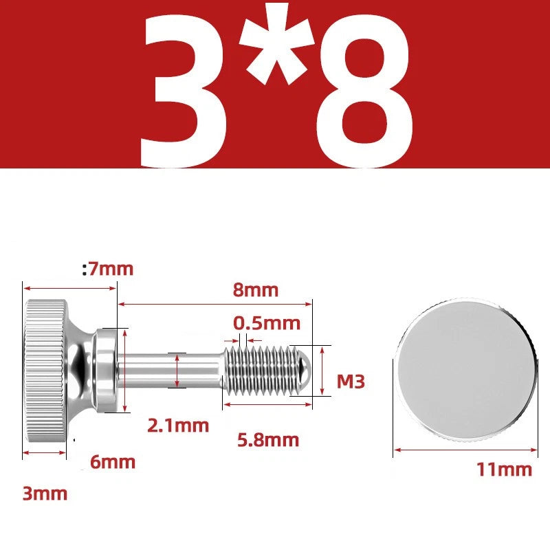 Knurled Thumb Screws Stainless Steel — M2 M2.5 M3 M4 M5 M6 M8 M10 Hand Knob Bolts