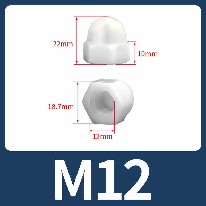 Nylon Plastic Screw Caps-Hex Nut Cover Protective Cap Set for Bolts Black/White