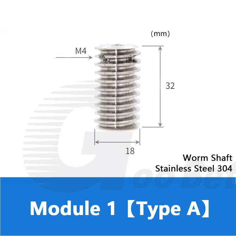 Module 1 Worm Shaft Worm Gear Wheel Stainless Steel 15 to 60 Tooth Precision 304