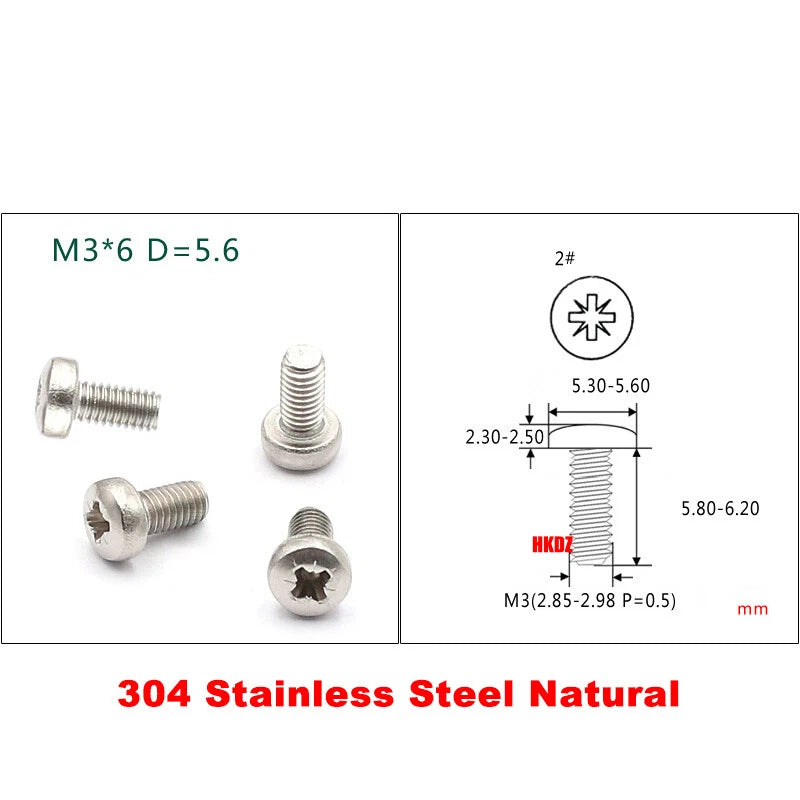 M3 Phillips Umbrella Round Head Machine Screws – Carbon Steel / 304 Stainless, 4–10mm, Multi Finishes