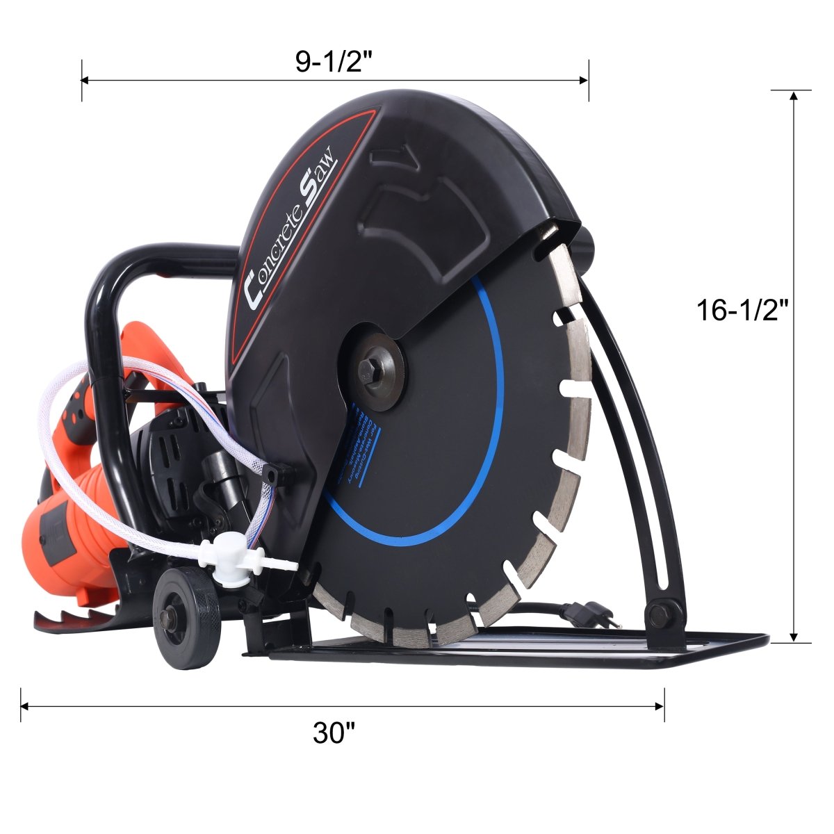 Electric 14" Cut Off Saw Wet/Dry Concrete Saw Cutter Guide Roller with Water Line Attachment - HomeDIYer