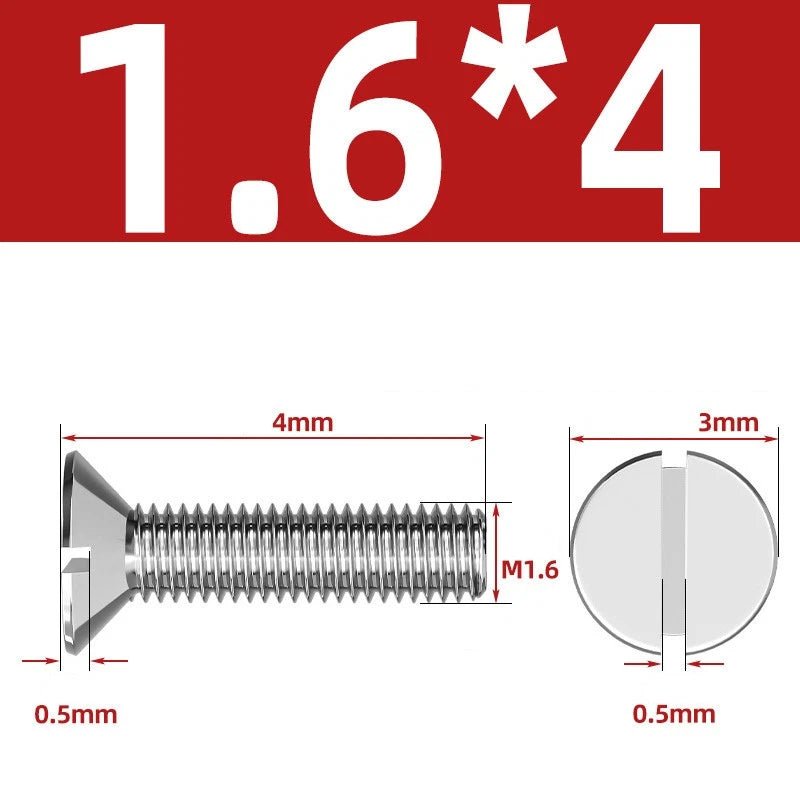 A2 Stainless Steel Slotted Countersunk Machine Screws — M1.6 to M10, Flat Head CSK Bolts - HomeDIYer