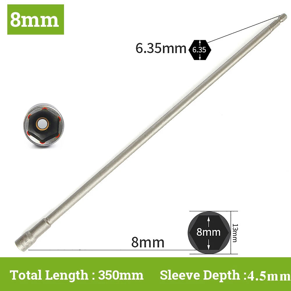 Hex With or Non-Magnetic Nut Driver 1/4 Socket Wrench Impact Drill Bit 300/350mm