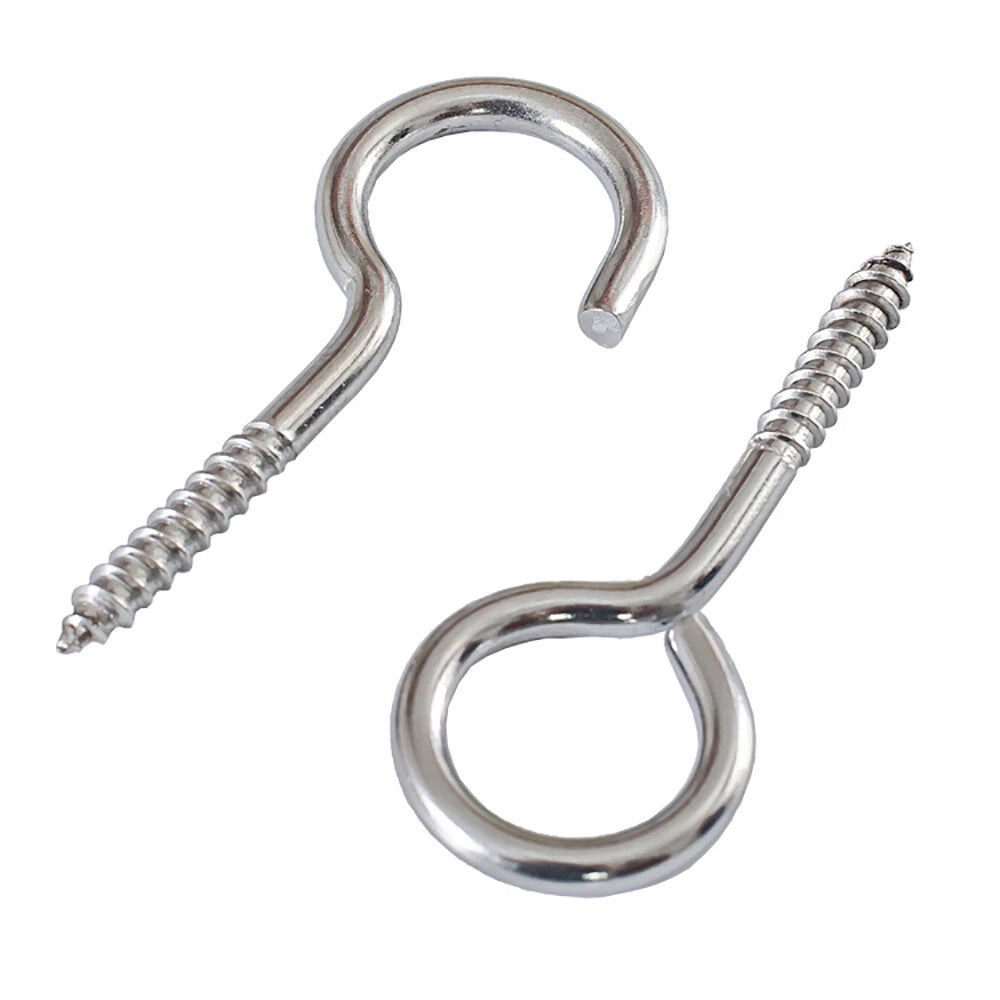 Stainless Steel A2 Screw Eye Hooks & Hook Screws — Self-Tapping, M3–M8
