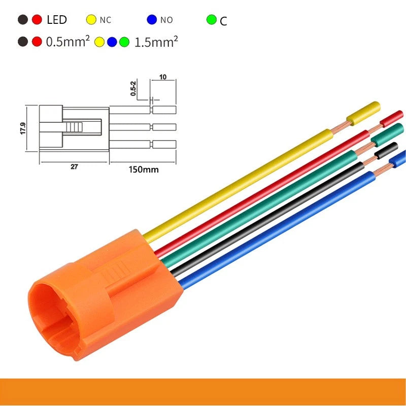 16mm Waterproof Toggle Switch – 2-Position ON/OFF with LED Indicator, 20A 250VAC