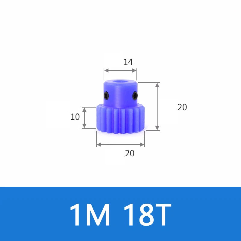 Blue Nylon Spur Gears 1/1.5/2/3Mod Transmission Gear 12-60T With Step Motor Gear