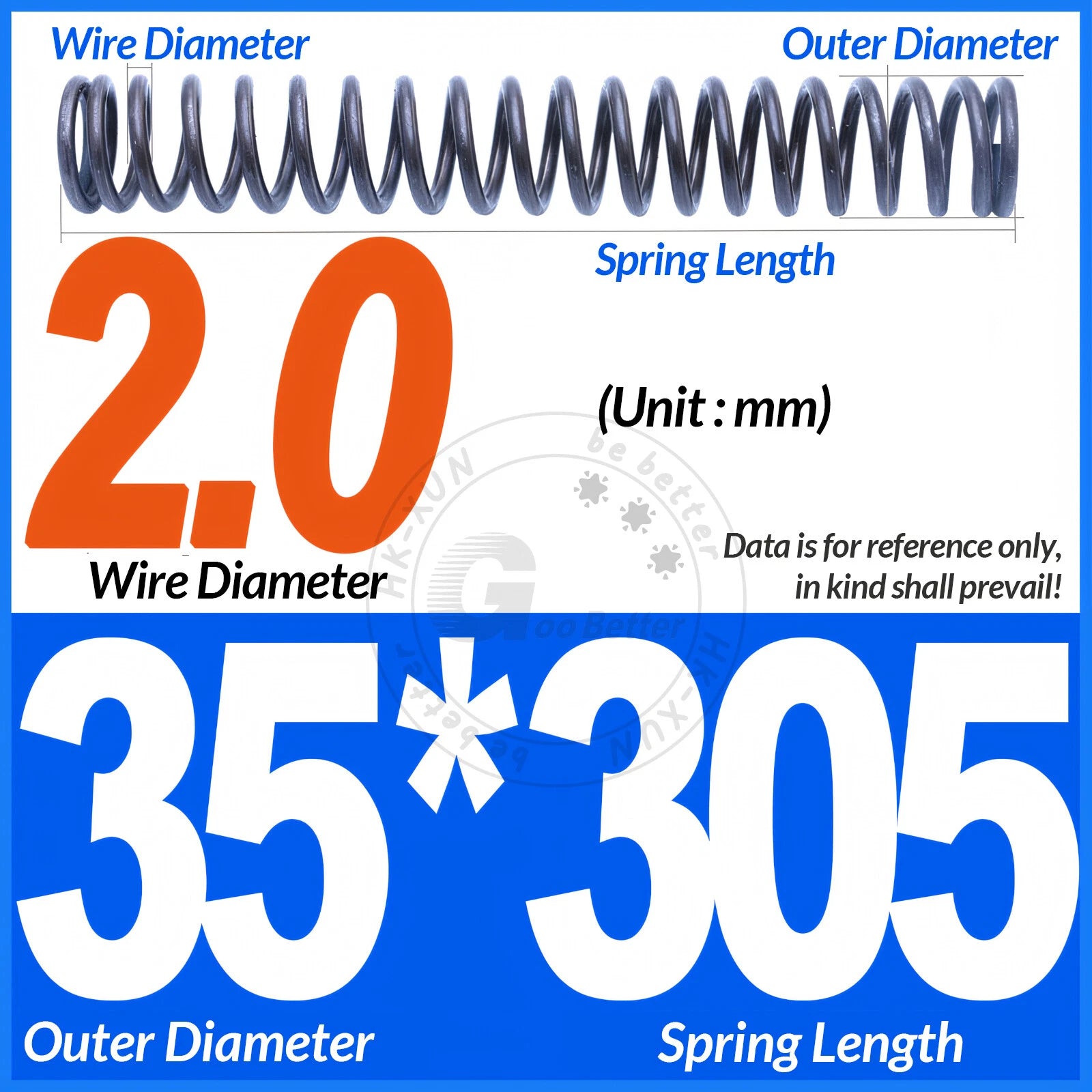 Length 305mm Compression Spring Pressure Springs OD 3-60mm Wire Dia 0.3mm-6.0mm