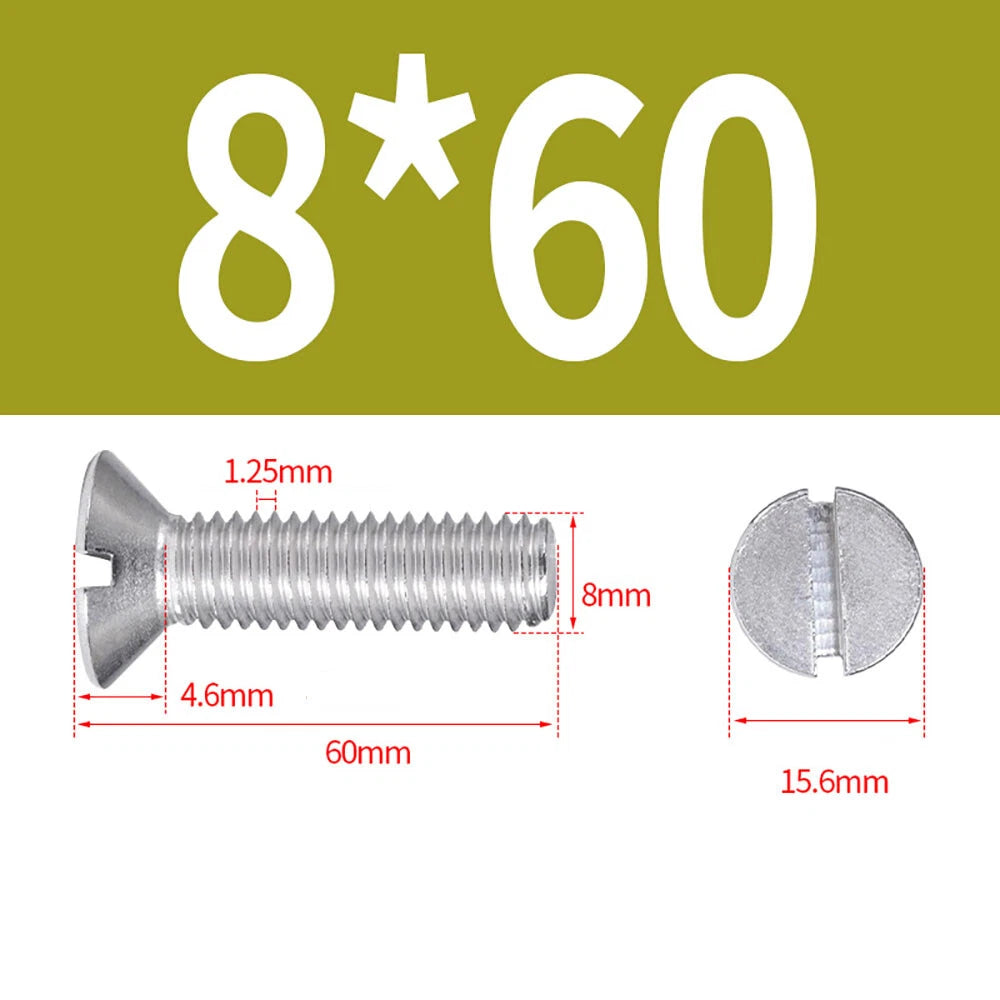 M1.6–M8 A2 Stainless Steel Flat Head Slotted Machine Screws | Countersunk Bolts