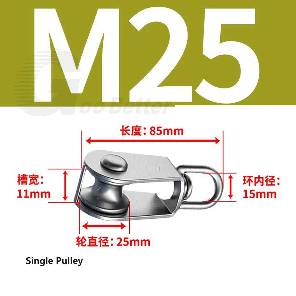 Lifting Rope Pulley Swivel Hanging Wire Towing Wheel Heavy Duty Stainless Steel