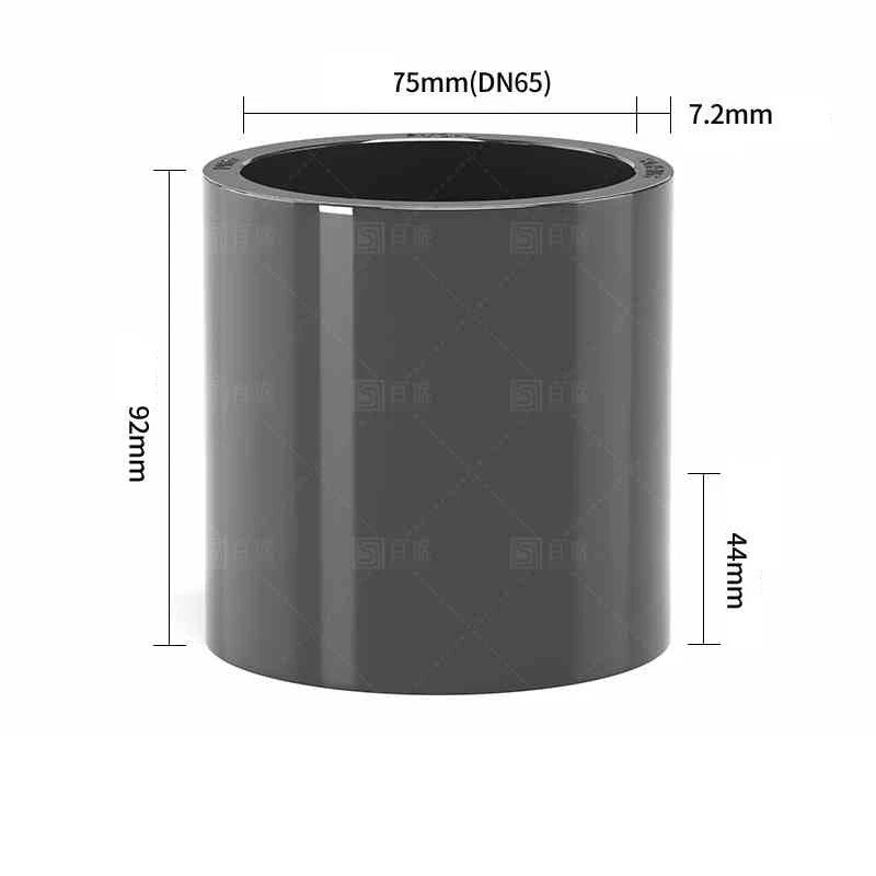 PVC Straight Pipe Coupling Socket Fitting 20–110mm Grey