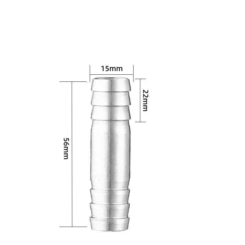 A2 Stainless Steel Straight Hose Joiner Barbed Connector — Sizes 6mm–41mm