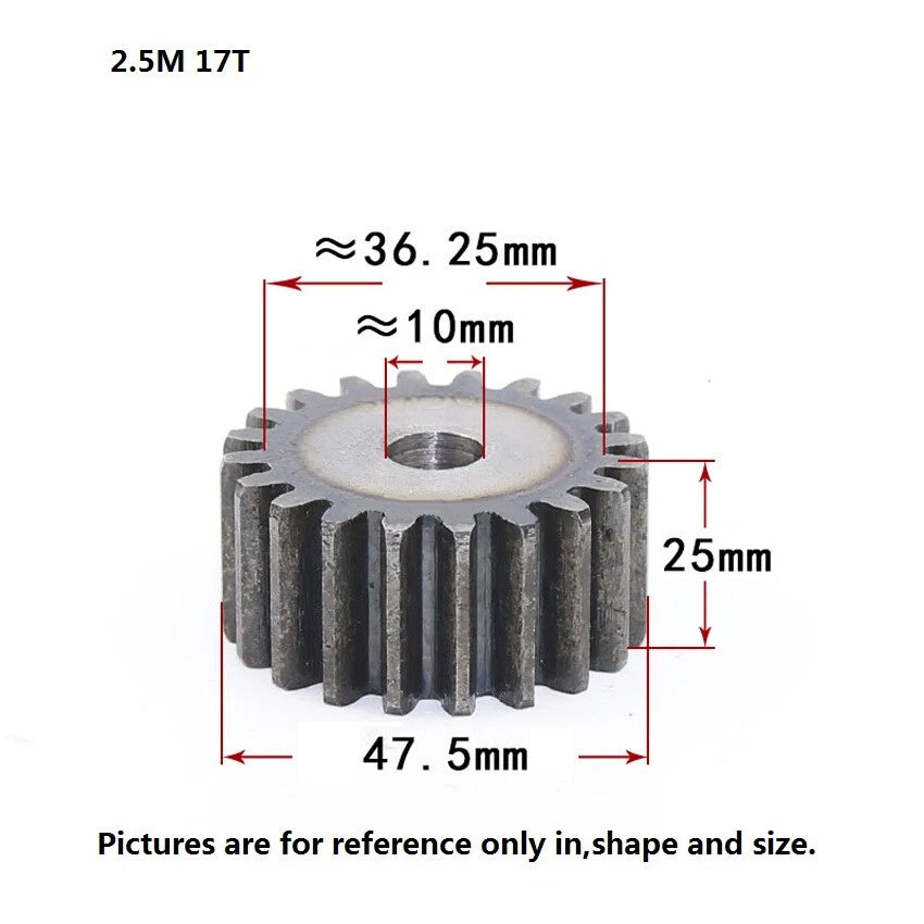 2.5 Mod 12T-75T Spur Gears pitch 7.85mm 45# Steel Pinion Motor Gear Thick 25mm
