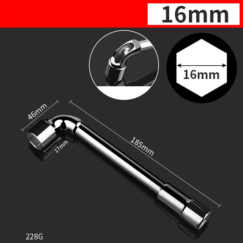 L-Shaped Perforated Hex Socket Wrench Bore Diameter 8-19mm Chrome Vanadium Steel