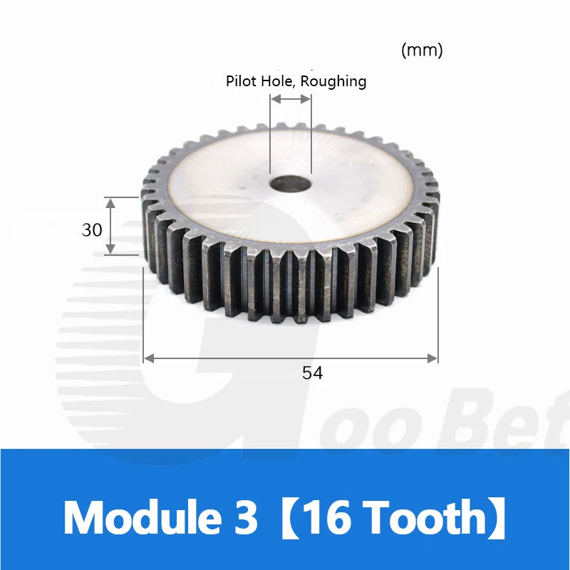 Module 3 Spur Gear C45 Steel 12 - 120 Tooth Hardened Motor Pinion Cogwheel Flat