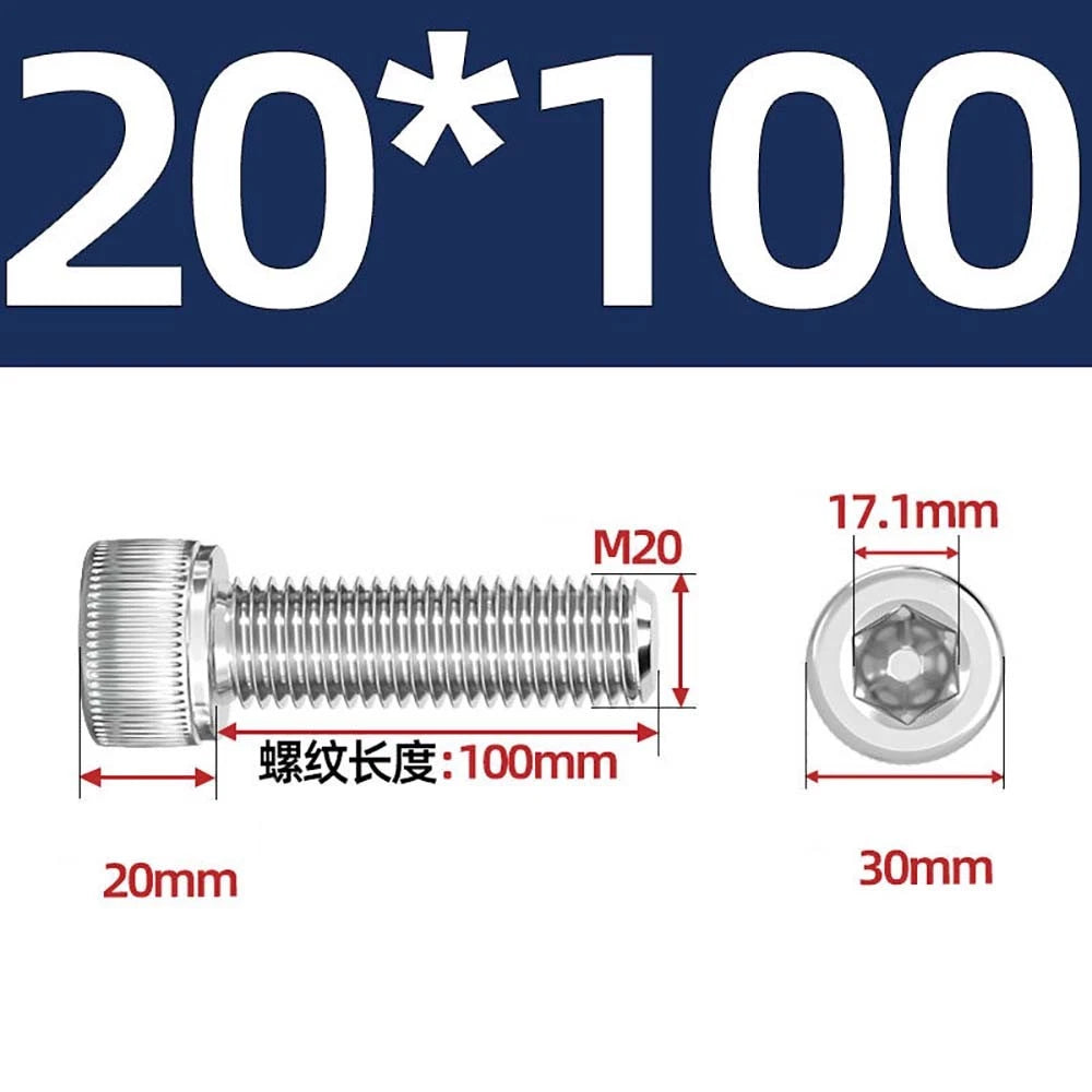 Socket Head Cap Screws – A2 Stainless Steel, M6 to M24, Hex Drive (DIN 912)
