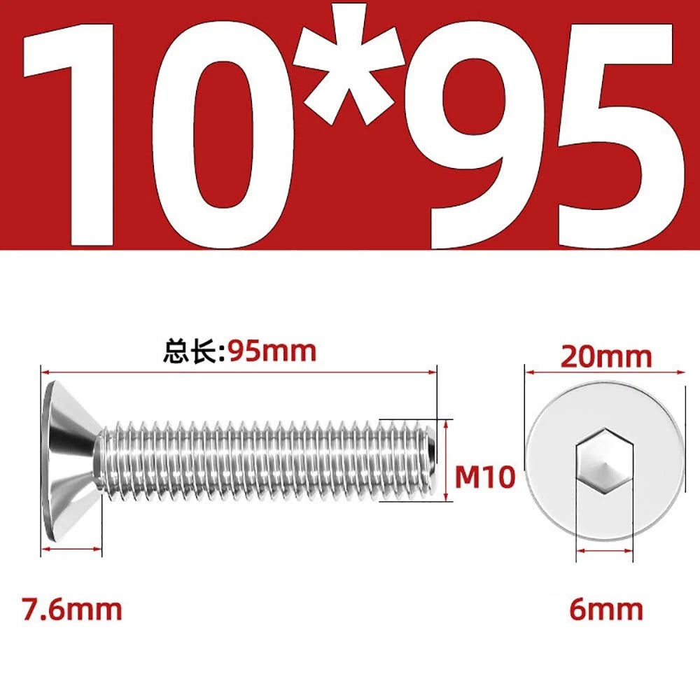 Countersunk Hex Socket Screws – A2 Stainless Steel, M2 to M16, DIN 7991, Fully Threaded
