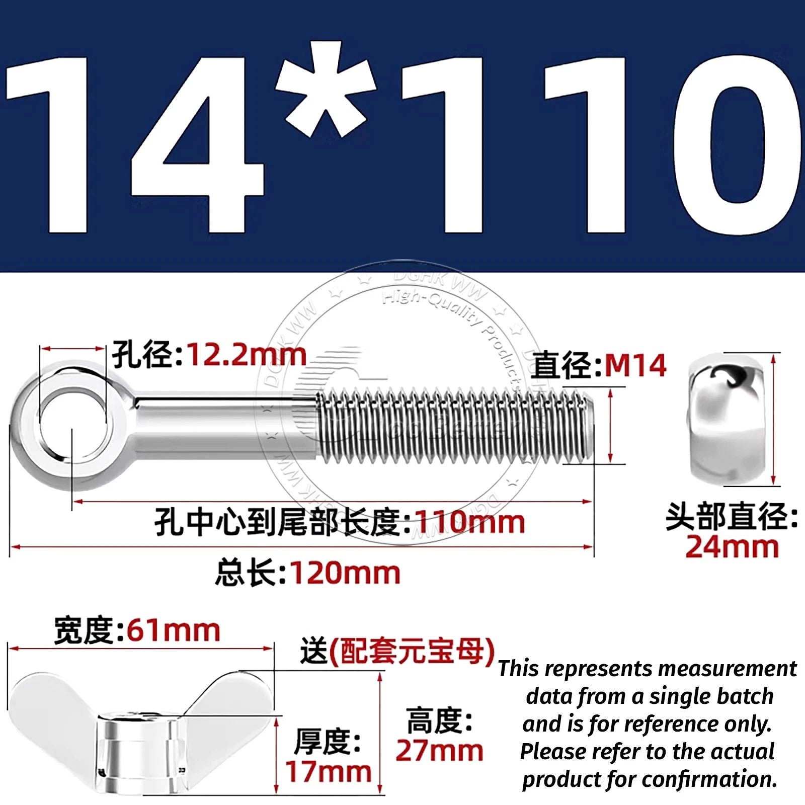 Eye Bolts with Nut — Forged Stainless Steel Threaded Ring Hanging Screws
