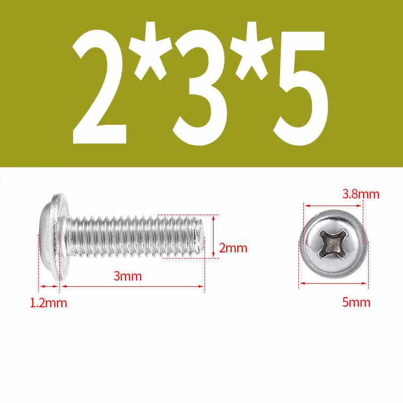 Phillips Flanged Pan Head Machine Screws M1.4 to M4 Multiple Lengths