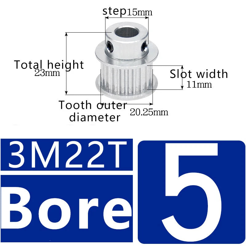 3M 20T~120T Synchronous Wheel Timing Belt Pulley With Step For 10 mm Width Belt