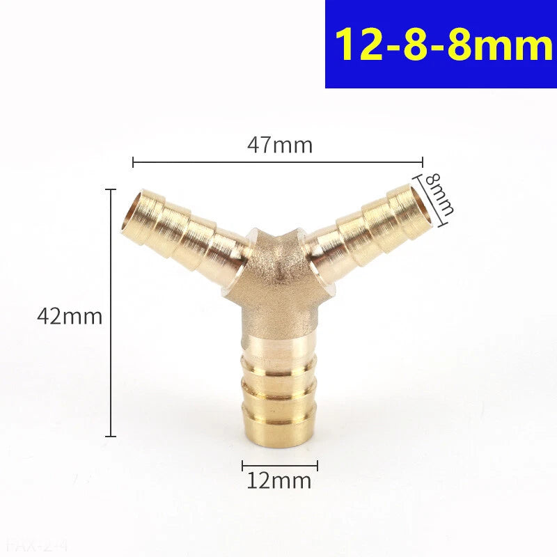 Brass Hose Tail Y-Piece Reducer Connector — Air Water Gas Fuel Pipe Fitting