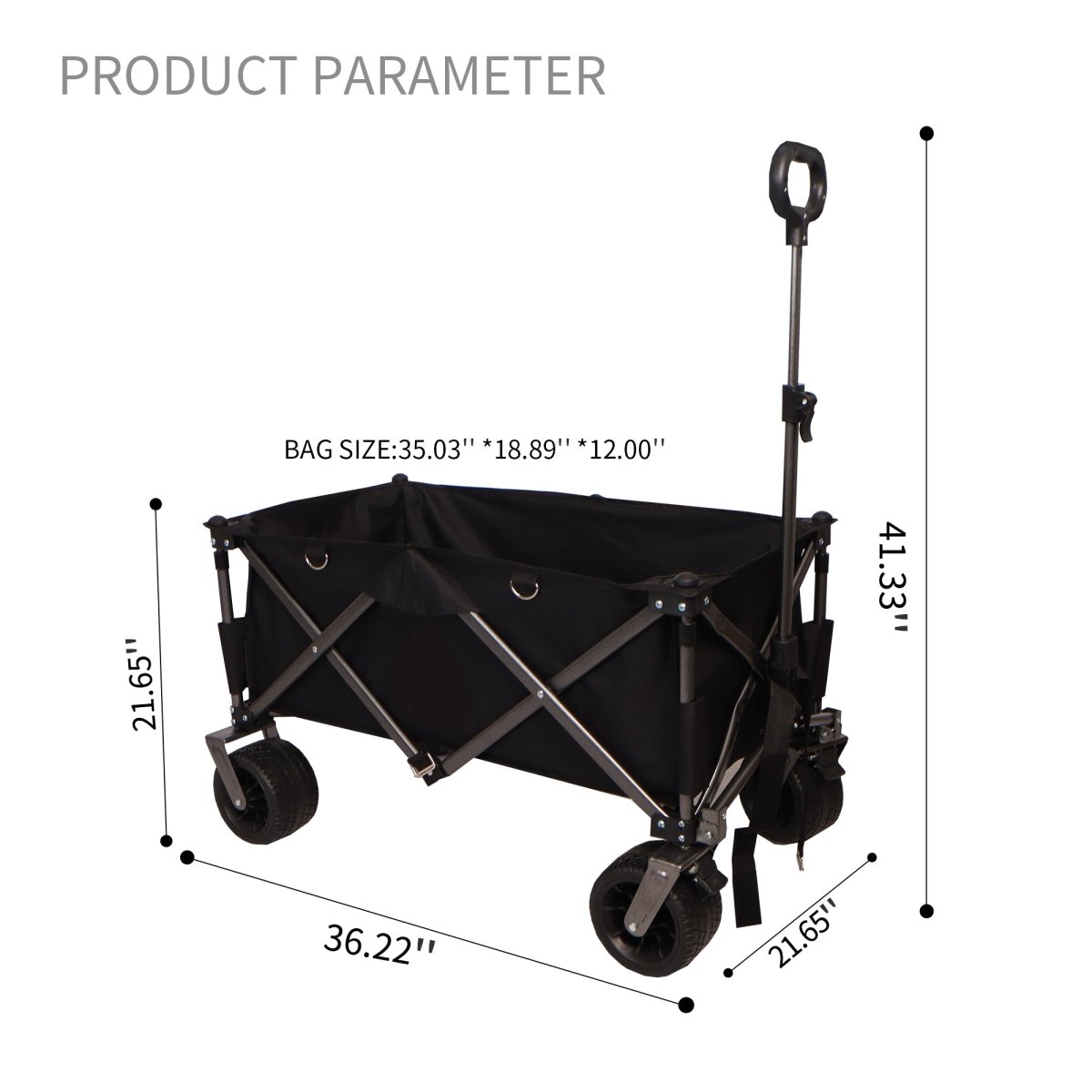 Folding Wagon, Heavy Duty Utility Beach Wagon Cart for Sand with Big Wheels, Adjustable Handle&Drink Holders for Shopping, Camping,Garden and Outdoor - HomeDIYer