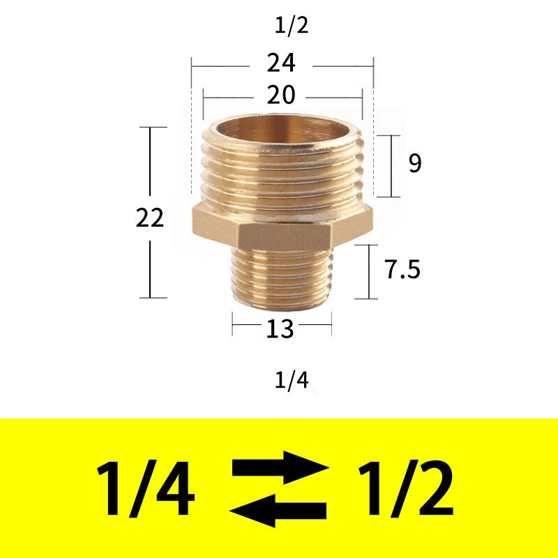 Male to Male Brass Nipple Adapter — Equal & Reducer Sizes 1/8" to 1"