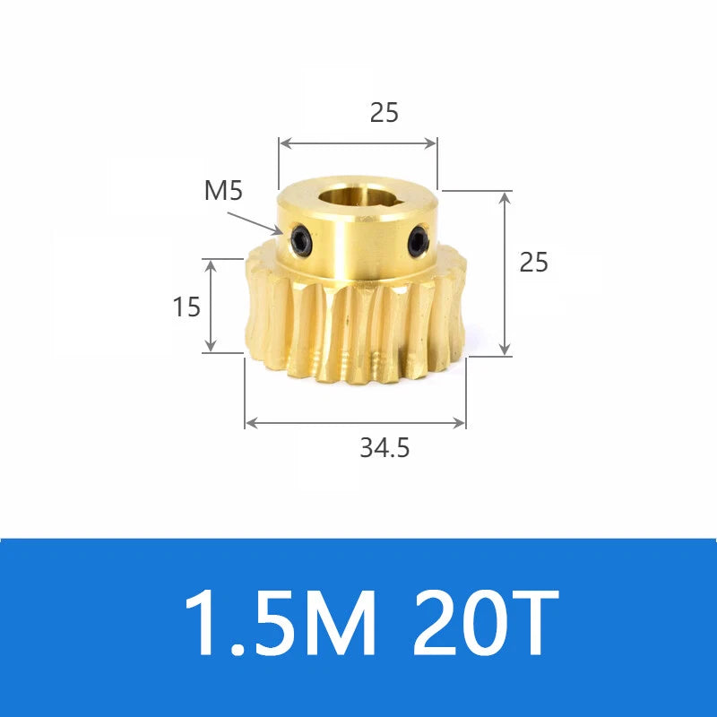 Brass Worm Wheel Gear 1/1.5 Modulus Transmission Gear Worm Rod Worm Gear Shaft