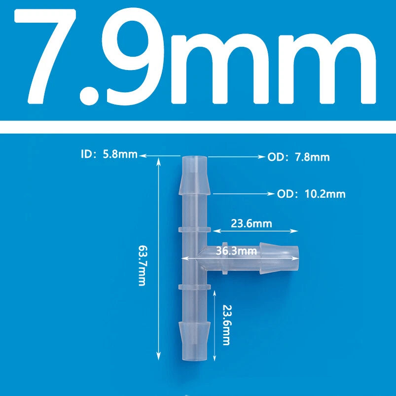 T-Type Three Way Plastic Barbed Hose Connector — Equal Tube Joiner Fitting
