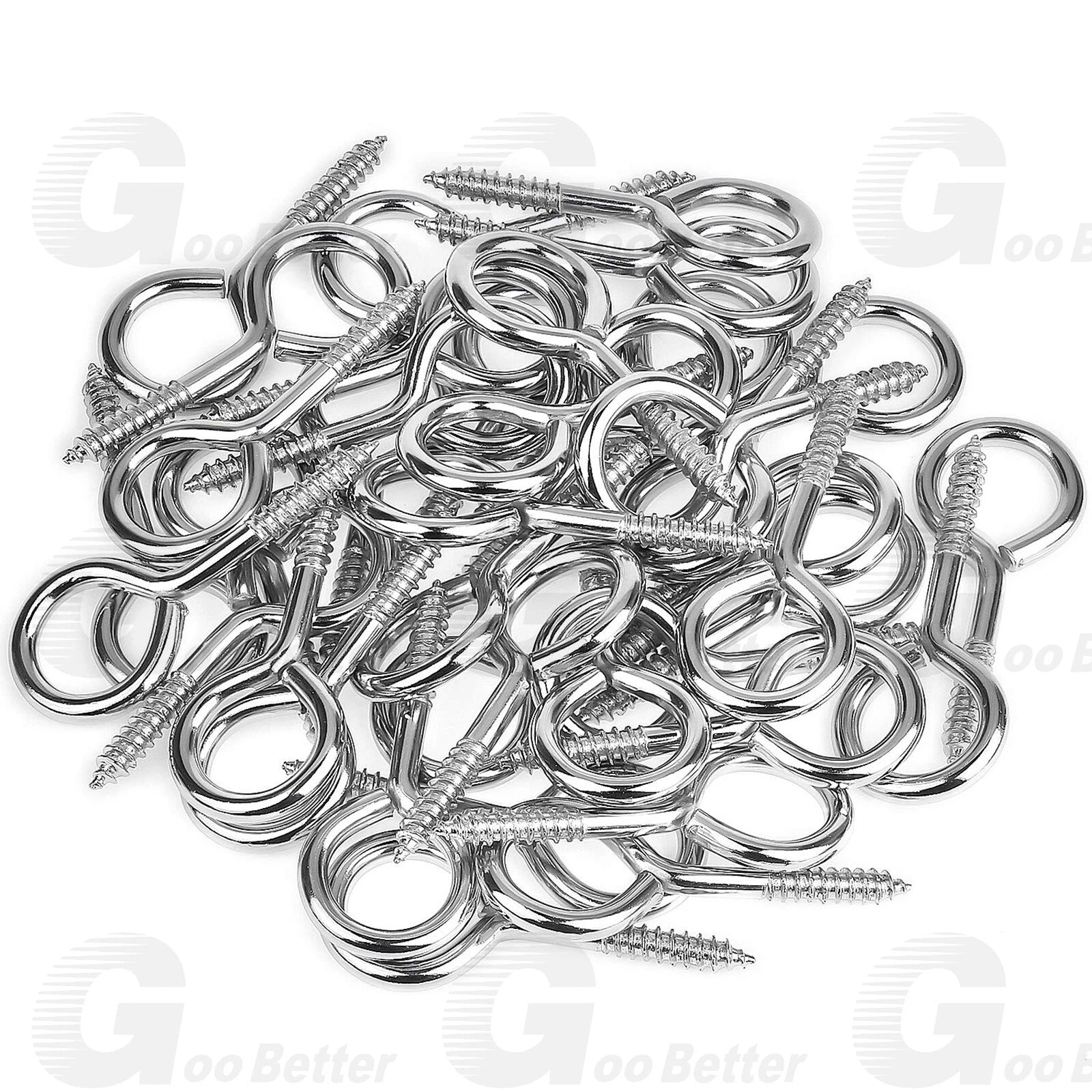 120Pcs Screw Eyes Nickel Plated Metal Eye Shape Screw Self Tapping Screws #2~#14