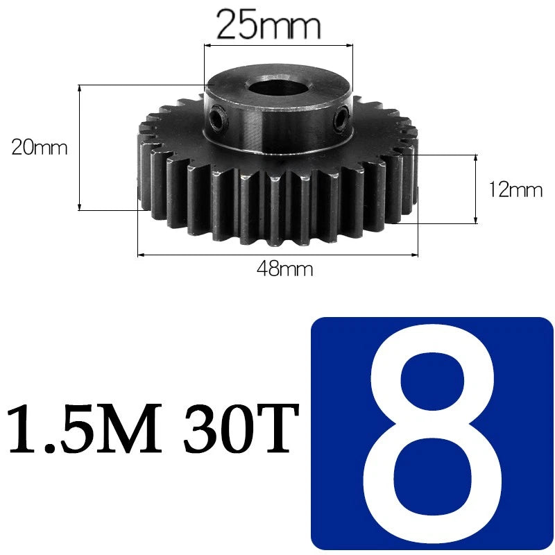 Spur Gears 1.5 Mod Transmission Gear With Step 45#Steel Pinion Motor Gear 30/80T